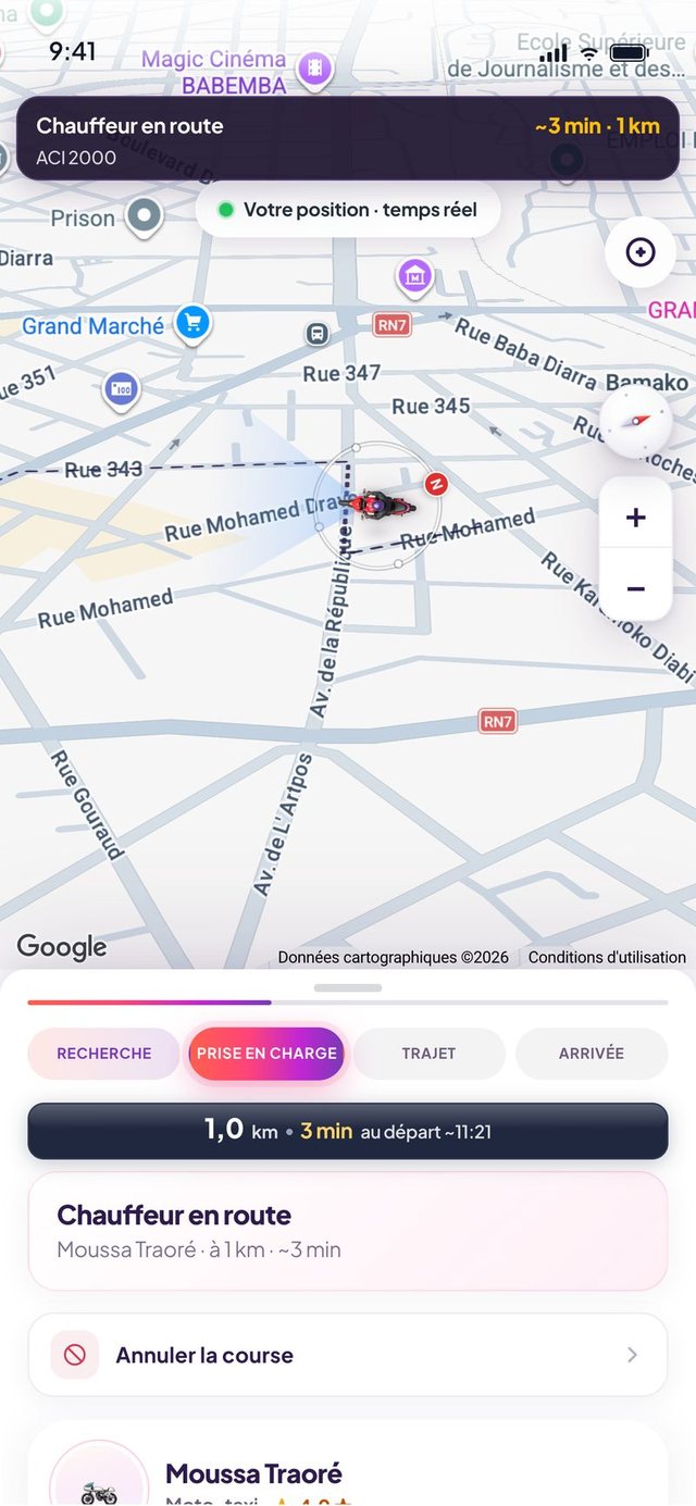 Suivre le chauffeur en temps réel